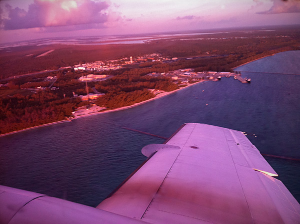 Flying into Fresh Creek, Andros Island
