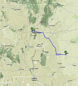 Albuquerque to Caprock map